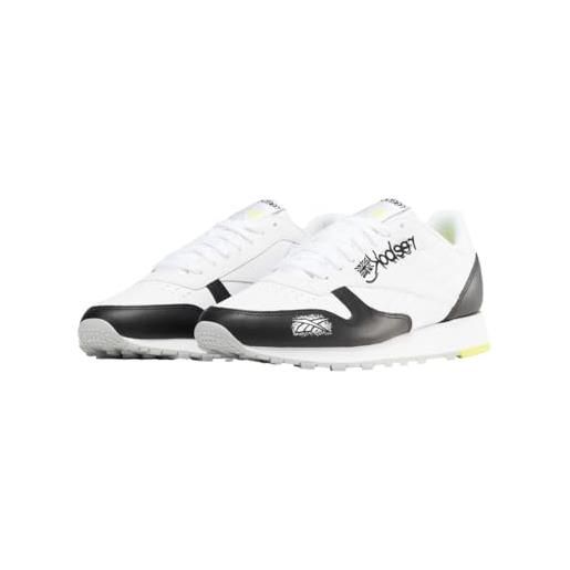 Reebok classic leather, scarpe da ginnastica unisex - adulto, cblack/ftwwht/aciyel (2832), 39 eu