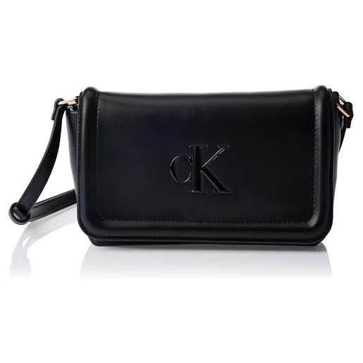 Calvin Klein bold ck flap crossbody lv04f1027g, crossover donna, black (black), one size