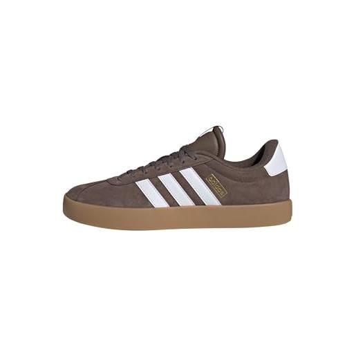 adidas uomo vl court 3.0 shoes, earth strata/cloud white/gold metallic, 46 eu