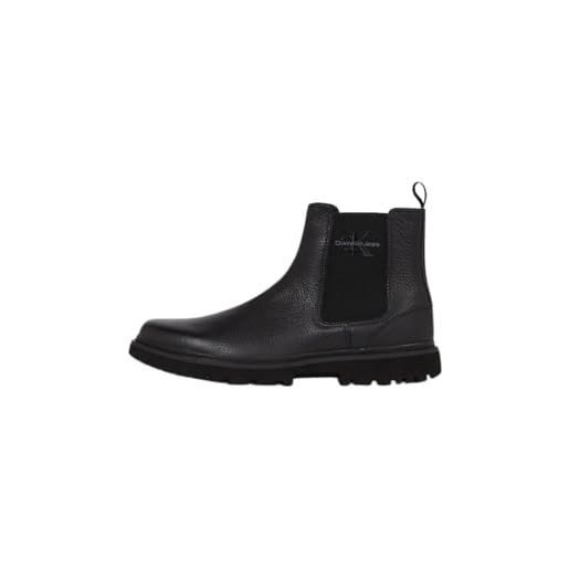 Calvin Klein eva mid chelsea stivale lth, uomo, triplo nero, 44.5 eu
