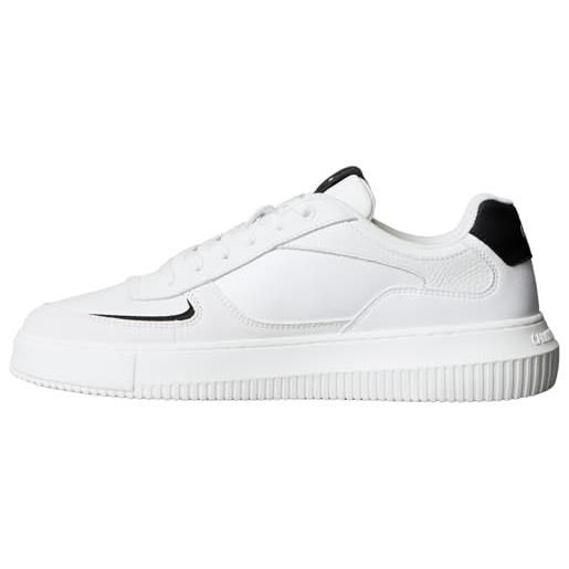 Calvin Klein uomo sneakers con suola preformata chunky low suola spessa, bianco (bright white/black), 45