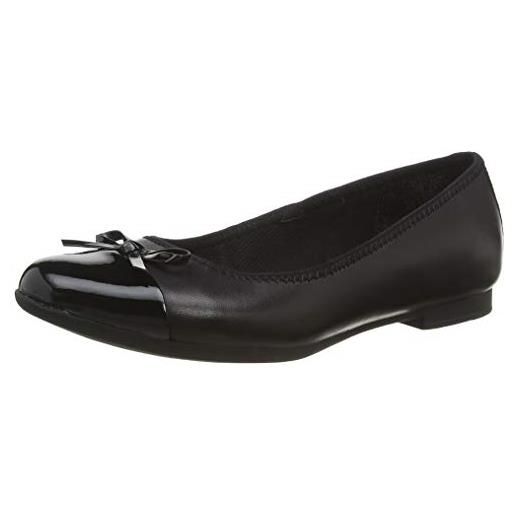 Clarks scala bloom y, ballerine, bambine e ragazze, black leather, 36 eu larga
