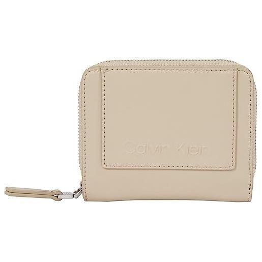 Calvin Klein portafoglio donna zip around piccolo, avorio (doeskin), taglia unica