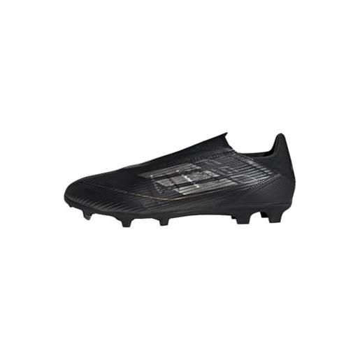 adidas f50 league laceless football boots firm ground, scarpe da calcio unisex-adulto, core black/iron metallic/gold, 46 2/3 eu