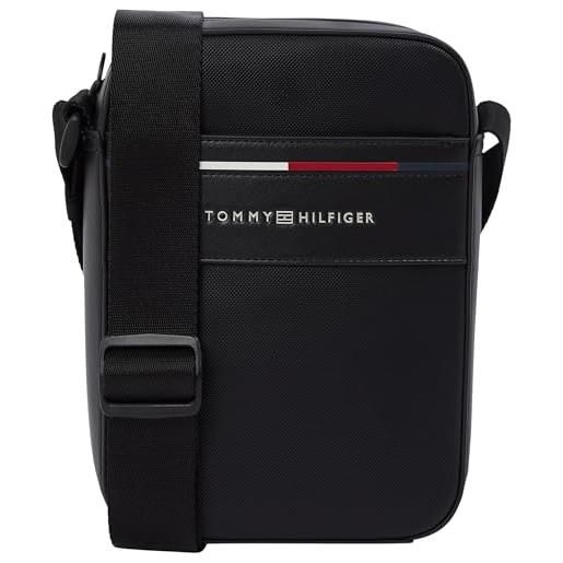 Tommy Hilfiger uomo borsa a tracolla foundation mini reporter con logo, nero (black), taglia unica