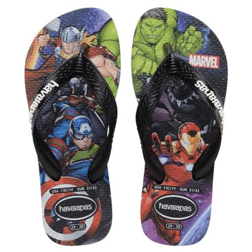 Havaianas kids top marvel ii - infradito ragazzi, black, 