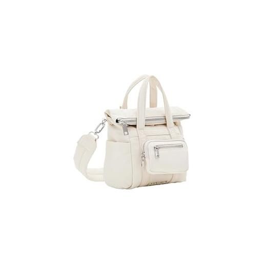 Desigual borsa da donna modello bols_basic in nylon, colore bianco, bianco, taglia unica