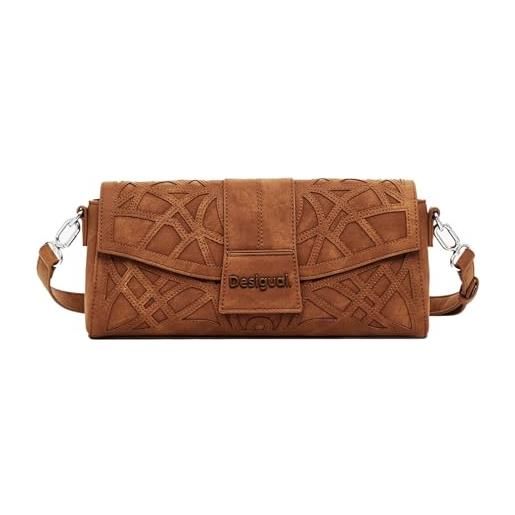 Desigual borsa a spalla in poliuretano da donna, marrone