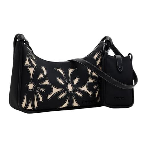 Desigual borsa a tracolla da donna, in poliuretano, taglia unica, nero, one size