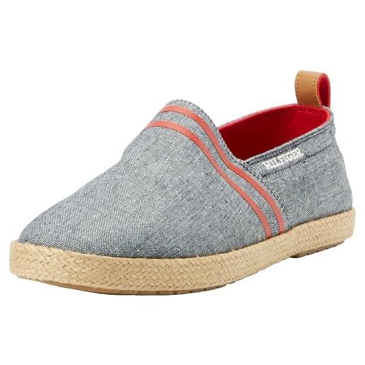 Tommy Hilfiger espadrillas uomo basic tommy flat scarpe in tela, blu (desert sky), 41