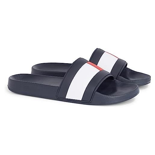 Tommy Hilfiger rubber th flag pool slide fm0fm04263, ciabatta uomo, nero (black), 40 eu