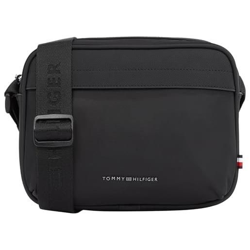 Tommy Hilfiger uomo borsa a tracolla repreve con logo, nero (black), taglia unica