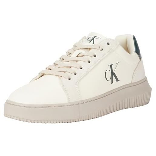 Calvin Klein uomo sneakers con suola preformata chunky authentic scarpe, beige (creamy white/eggshell/green), 44
