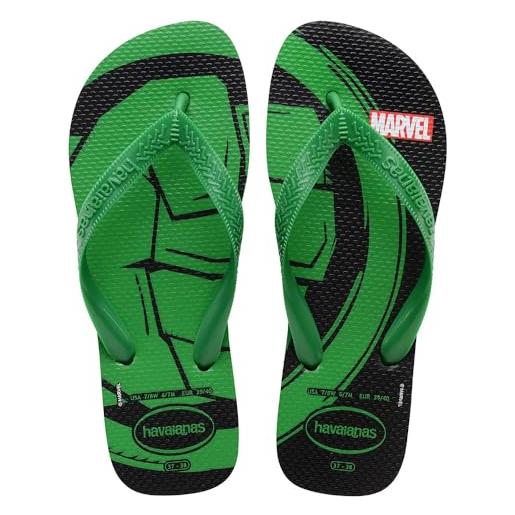 Havaianas top marvel logomania (mini me) - infradito ragazzi, black/patria green, 