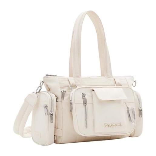 Desigual borsa a mano in nylon, taglia unica, bianco, one size