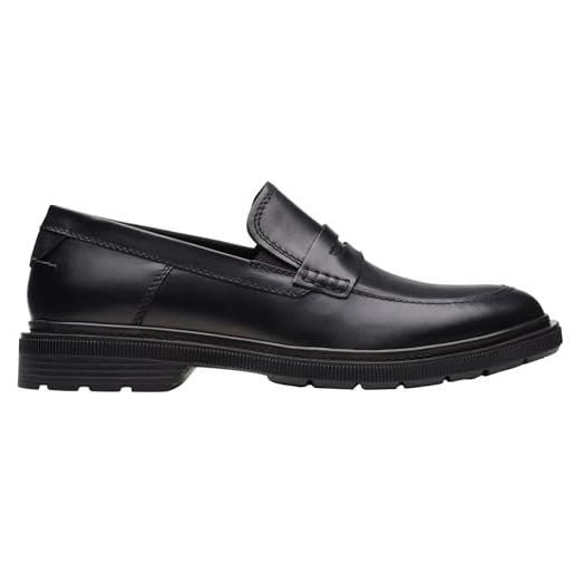 Clarks uomo burchill penny slipper, pelle nera, 46 eu