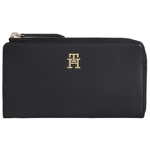 Tommy Hilfiger portafoglio donna slim grande, multicolore (black), taglia unica