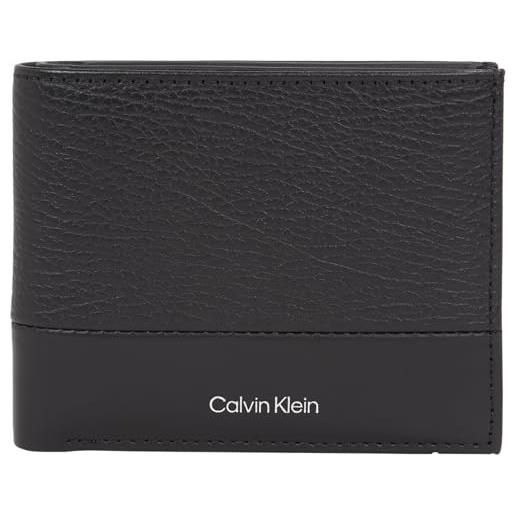 Calvin Klein uomo borsello subtle mix bifold in pelle, nero (black grain/smooth), taglia unica