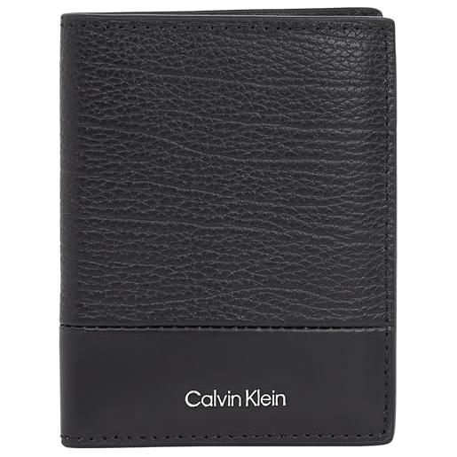 Calvin Klein uomo borsello subtle mix bifold in pelle, nero (black grain/smooth), taglia unica