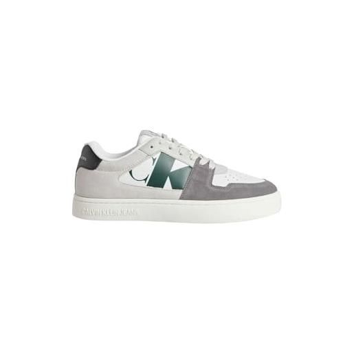 Calvin Klein uomo sneakers con suola preformata classic heritage scarpe, multicolore (white/mushroom/g palm/black), 40