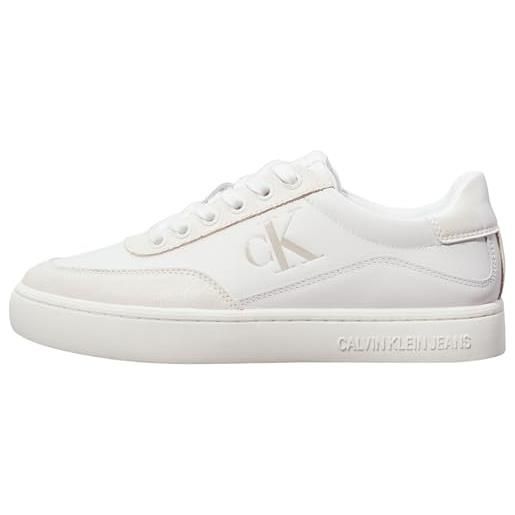 Calvin Klein donna sneakers con suola preformata classic in pelle, bianco (bright white/creamy white), 41