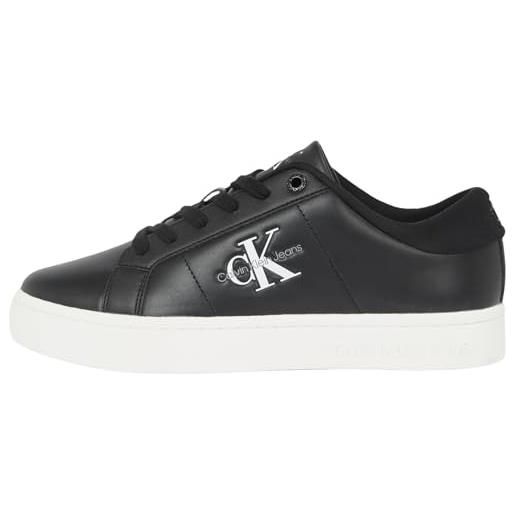 Calvin Klein classic cupsole lowlaceup lth wn yw0yw01444, sneaker, donna, nero (black/bright white), 39 eu