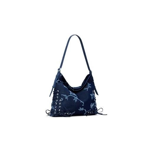 Desigual borsa a tracolla buxton kilo crossbody bag denim raw blu scuro
