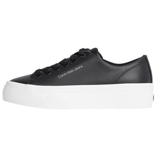 Calvin Klein donna sneakers vulcanizzate flatform low in pelle, nero (black/bright white), 41
