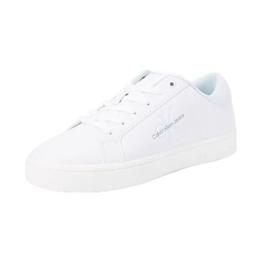 Calvin Klein jeans donna sneakers con suola preformata classic cupsole low lace up leather scarpe, bianco (bright white/plein air), 41