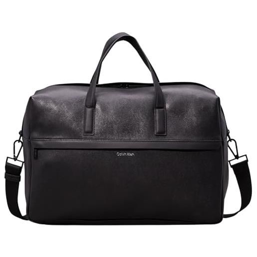 Calvin Klein uomo borsone da viaggio grande, nero (ck black saffiano), taglia unica