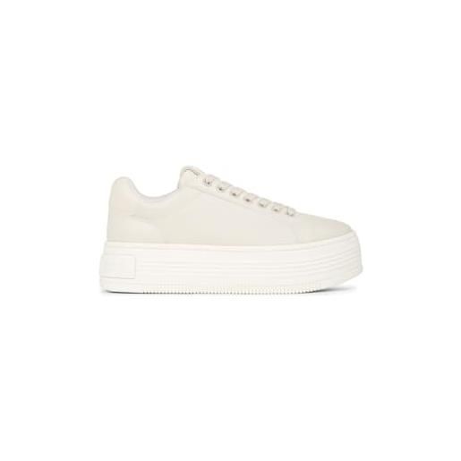 Calvin Klein donna sneakers con zeppa bold in pelle, beige (eggshell), 41