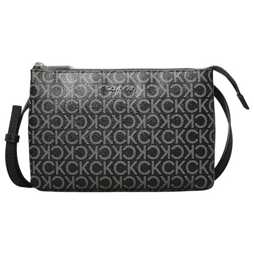 Calvin Klein donna borsa a tracolla ck must ew xbody mono piccola, nero (black mono), taglia unica