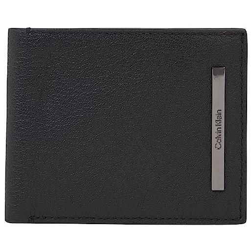 Calvin Klein portafoglio uomo modern bar bifold pelle, nero (ck black), taglia unica