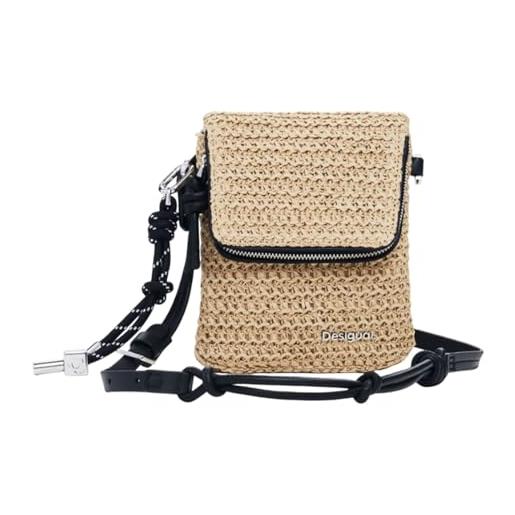 Desigual mone logo raffia phone bag natural