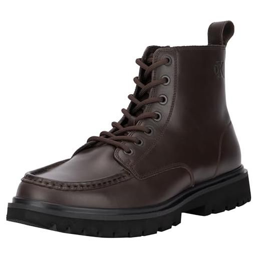 Calvin Klein uomo stivali mezza gamba eva laceup in pelle, marrone (dark brown/black), 43