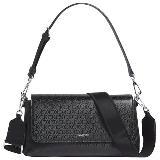 Calvin Klein donna borsa a tracolla must straps con stampa con logo, nero (black), taglia unica