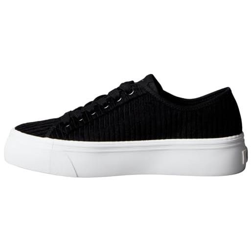 Calvin Klein donna sneakers vulcanizzate lace up corduroy con plateau, nero (black), 37