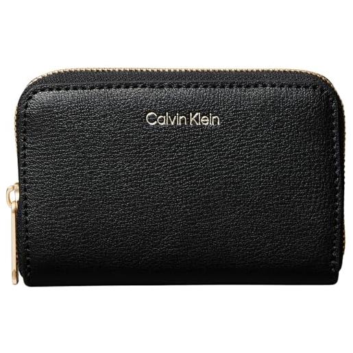 Calvin Klein donna portafoglio foil logo medium zip around piccolo, nero (black/toasted coconut), taglia unica
