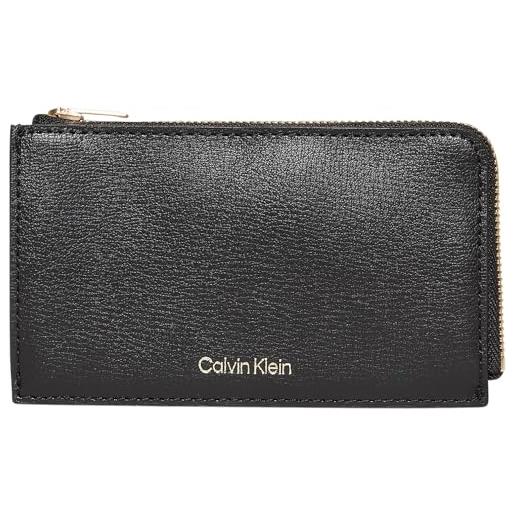 Calvin Klein foil logo top zip cardcase lv04f1090g, titolare della carta donna, black (black/toasted coconut), taglia unica