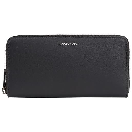 Calvin Klein ck concise long zip around, nero, os, black, taglia unica