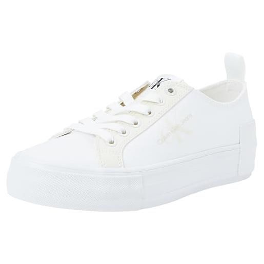 Calvin Klein jeans donna sneakers vulcanizzate flatform low scarpe, bianco (creamy white/white/whisper pink), 37