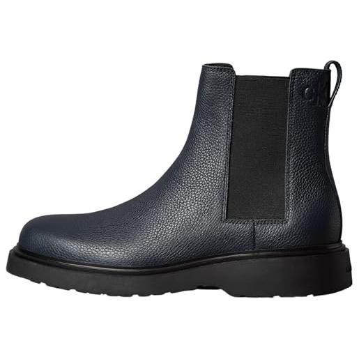Calvin Klein uomo stivaletti chelsea combat in pelle, blu (navy/black), 40