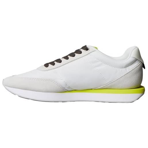 Calvin Klein donna sneakers running retro lace up profilo basso, multicolore (white/evening primrose/lily white), 35