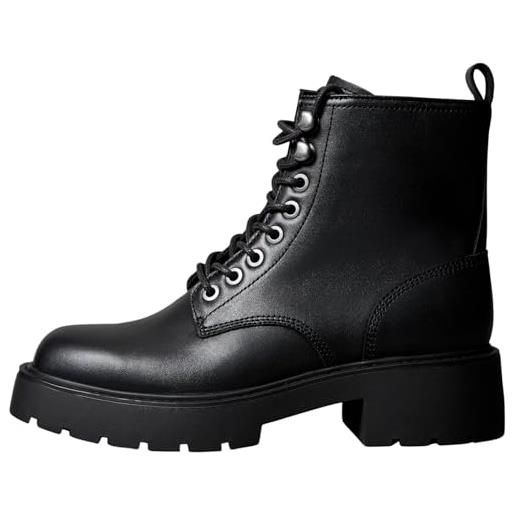 Calvin Klein donna stivali mezza gamba chunky lace up con zip, nero (ck black), 40