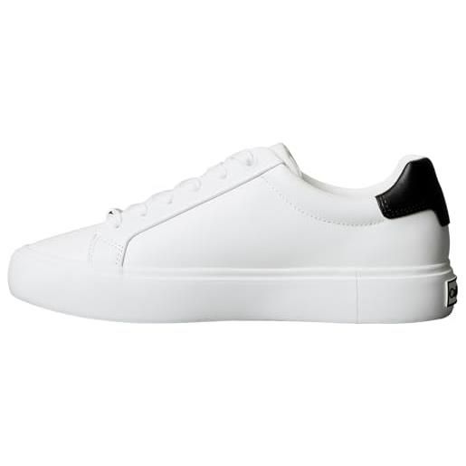 Calvin Klein donna sneakers con suola preformata lace-up in pelle, bianco (bright white/black), 39