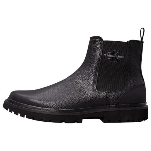 Calvin Klein uomo stivaletti chelsea eva mid in pelle, nero (triple black), 42