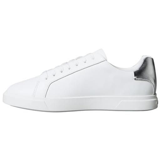 Calvin Klein low pro cups laceup lth met hw0hw02846, basso top donna, white (bright white/silver), 38 eu