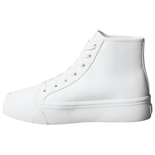 Calvin Klein donna sneakers vulcanizzate high top in pelle, bianco (triple bright white), 42