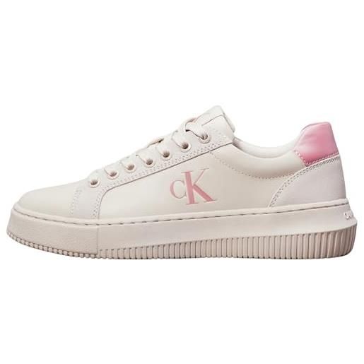 Calvin Klein donna sneakers con suola preformata chunky in pelle, beige (eggshell/dusty rose), 40