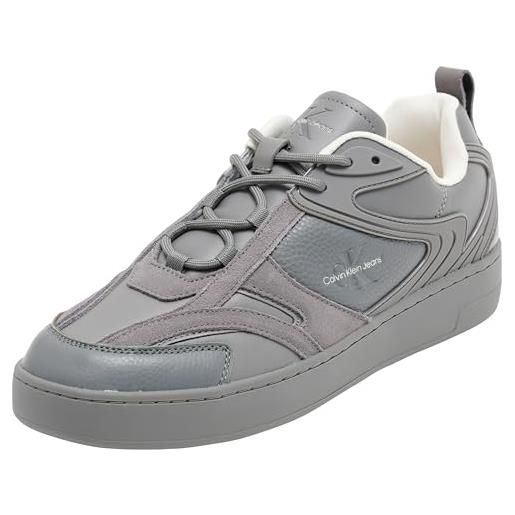 Calvin Klein uomo sneakers con suola preformata basket hybrid scarpe, grigio (charcoal grey), 46